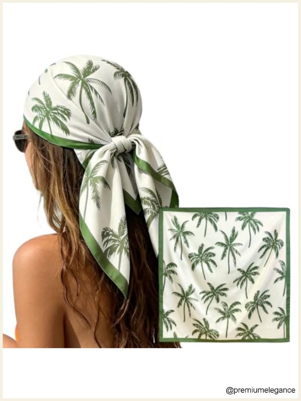 Silky Satin Square Scarf for Women - Tropical Print Head Hair Scarf 25.6"